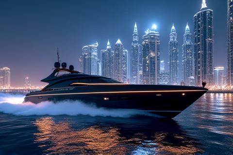 Luxury yacht cruising in Dubai Marina